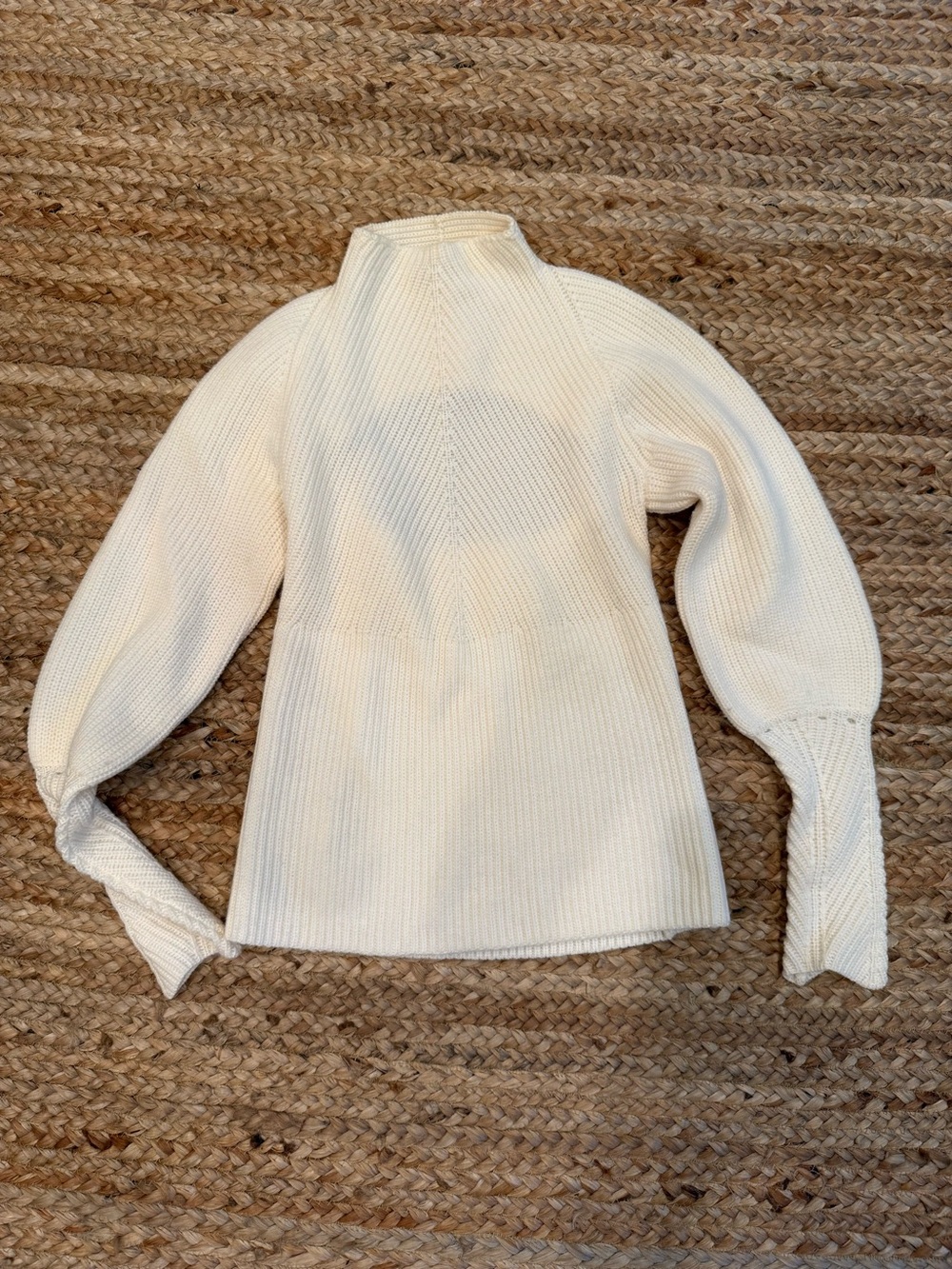 Rebecca Taylor Cream Ribbed Mock Neck Women's Sweater